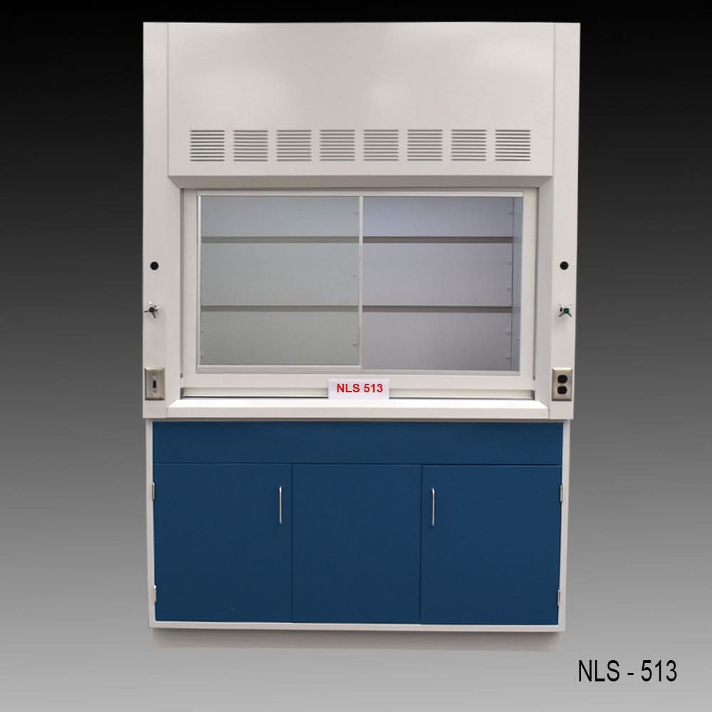 5′ x 4′ Fisher American Fume Hood w/ Blue General Storage Cabinet