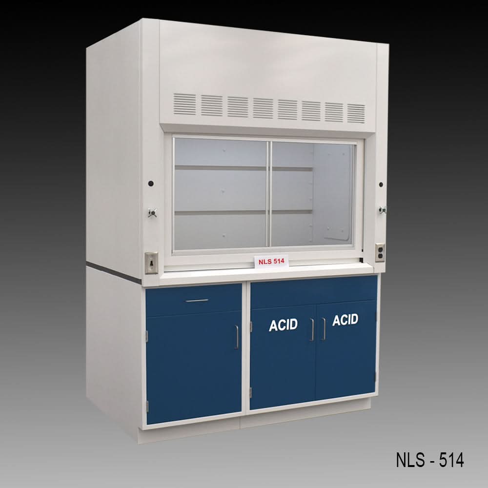 5ā² x 4ā² Fisher American Fume Hood w/ ACID & General Storage / Blue