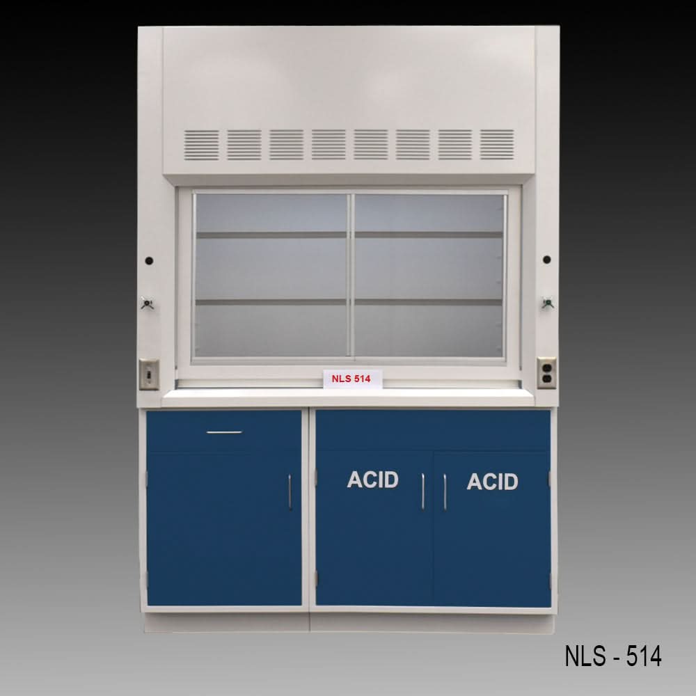 5ā² x 4ā² Fisher American Fume Hood w/ ACID & General Storage / Blue