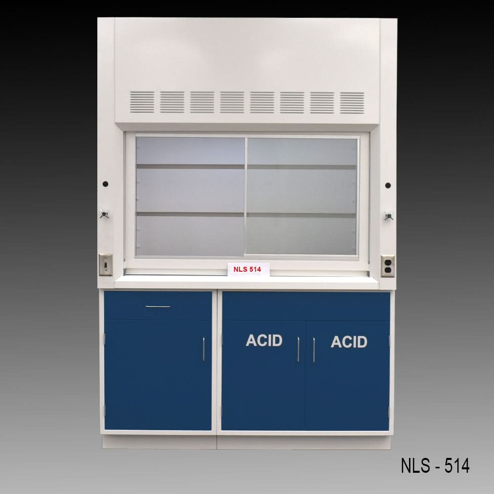 5ā² x 4ā² Fisher American Fume Hood w/ ACID & General Storage / Blue