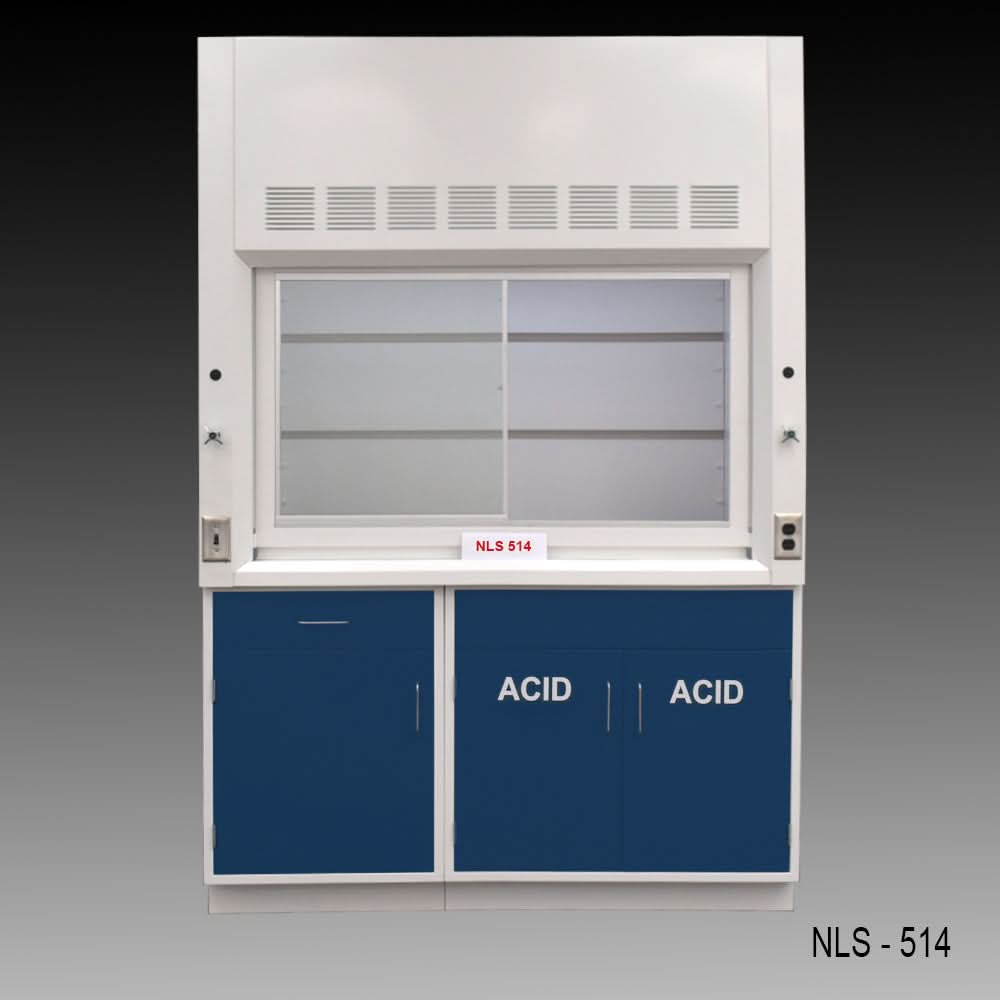 5ā² x 4ā² Fisher American Fume Hood w/ ACID & General Storage / Blue