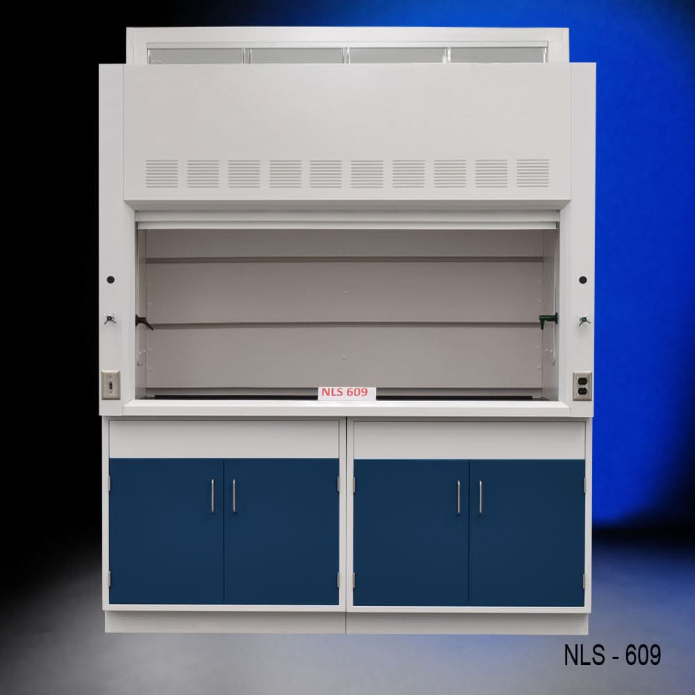 6′ Fisher American Fume Hood w/ Blue Storage Cabinets