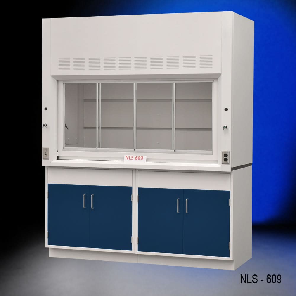 6′ Fisher American Fume Hood w/ Blue Storage Cabinets