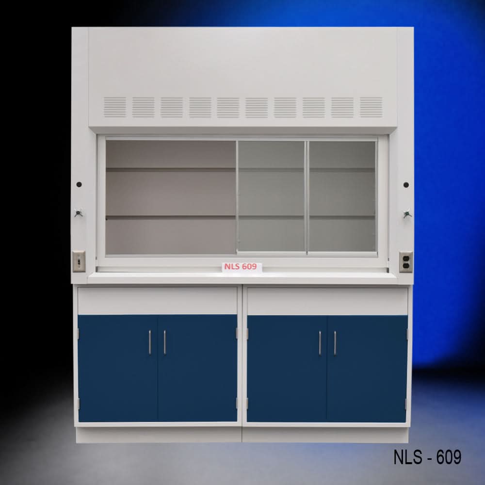 6′ Fisher American Fume Hood w/ Blue Storage Cabinets