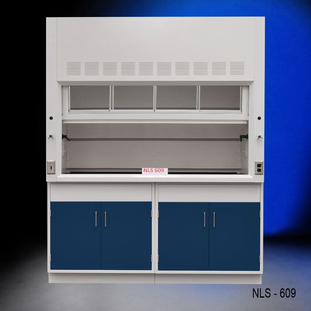 6′ Fisher American Fume Hood w/ Blue Storage Cabinets