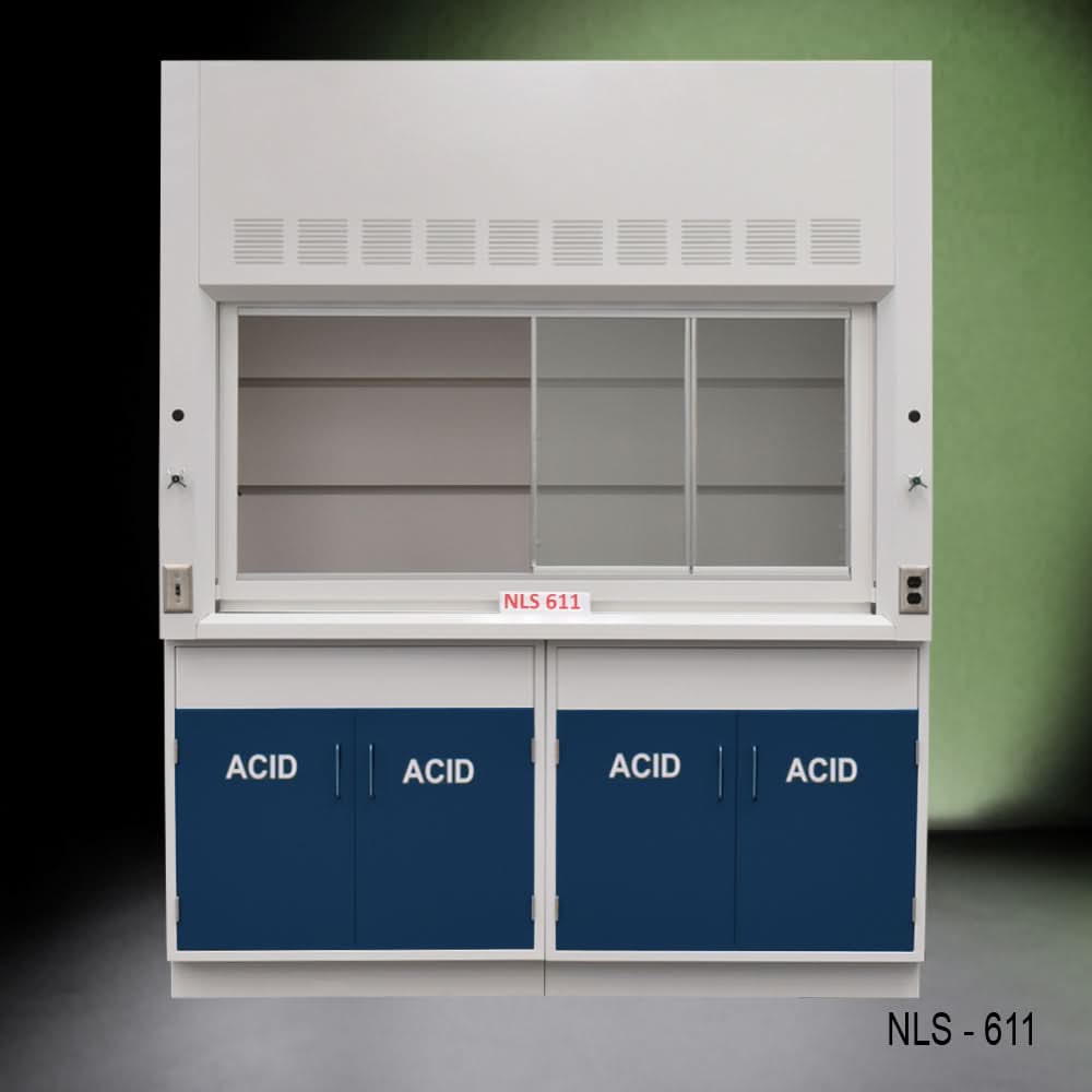 6′ Fisher American Fume Hood w/ Blue Acid Storage