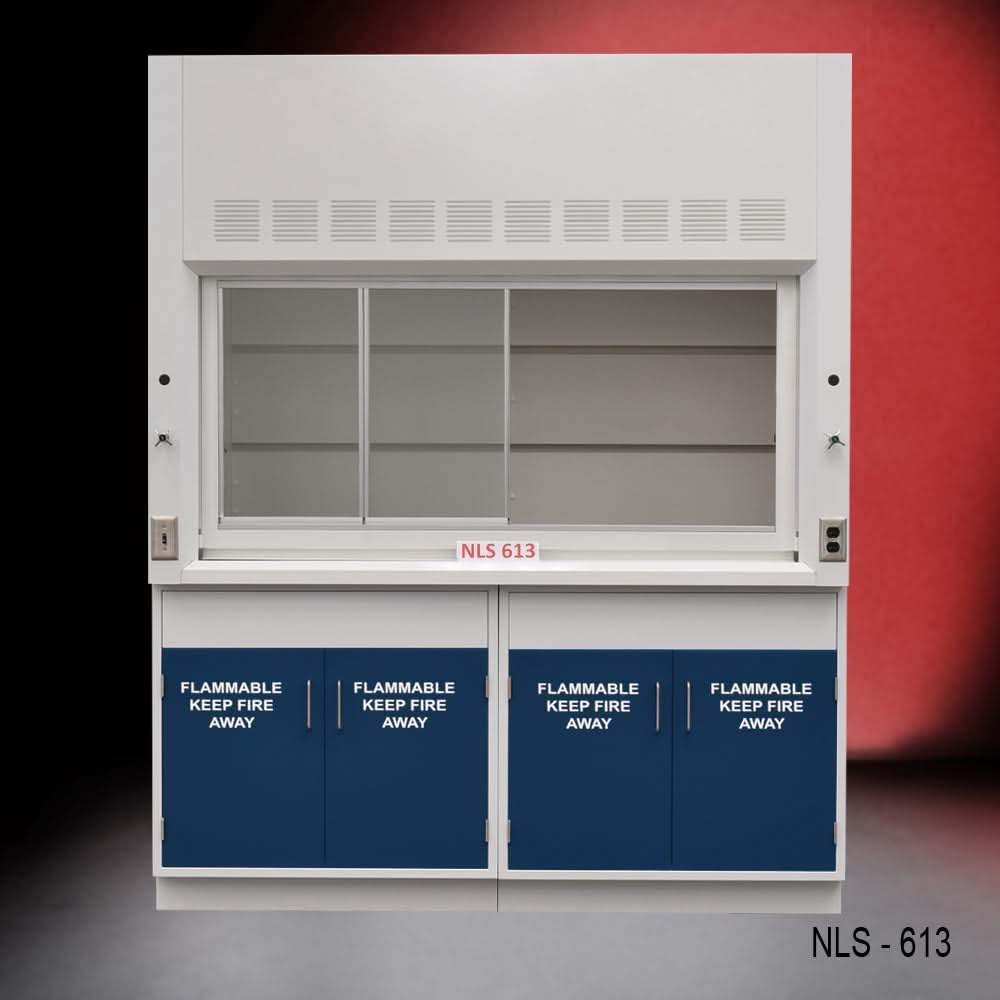 6′ Fisher American Fume Hood w/ Flammable storage Blue
