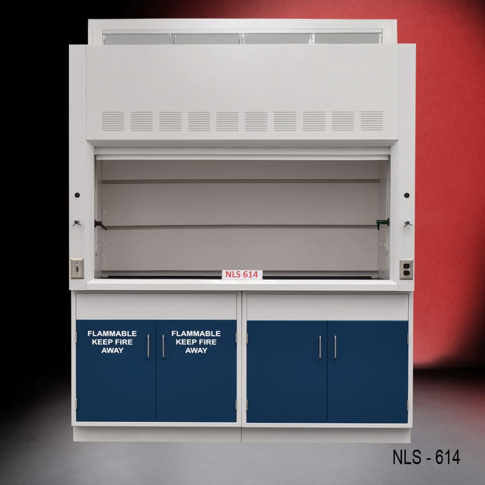 6′ Fisher American Fume Hood w/ Flammable & General Storage Blue