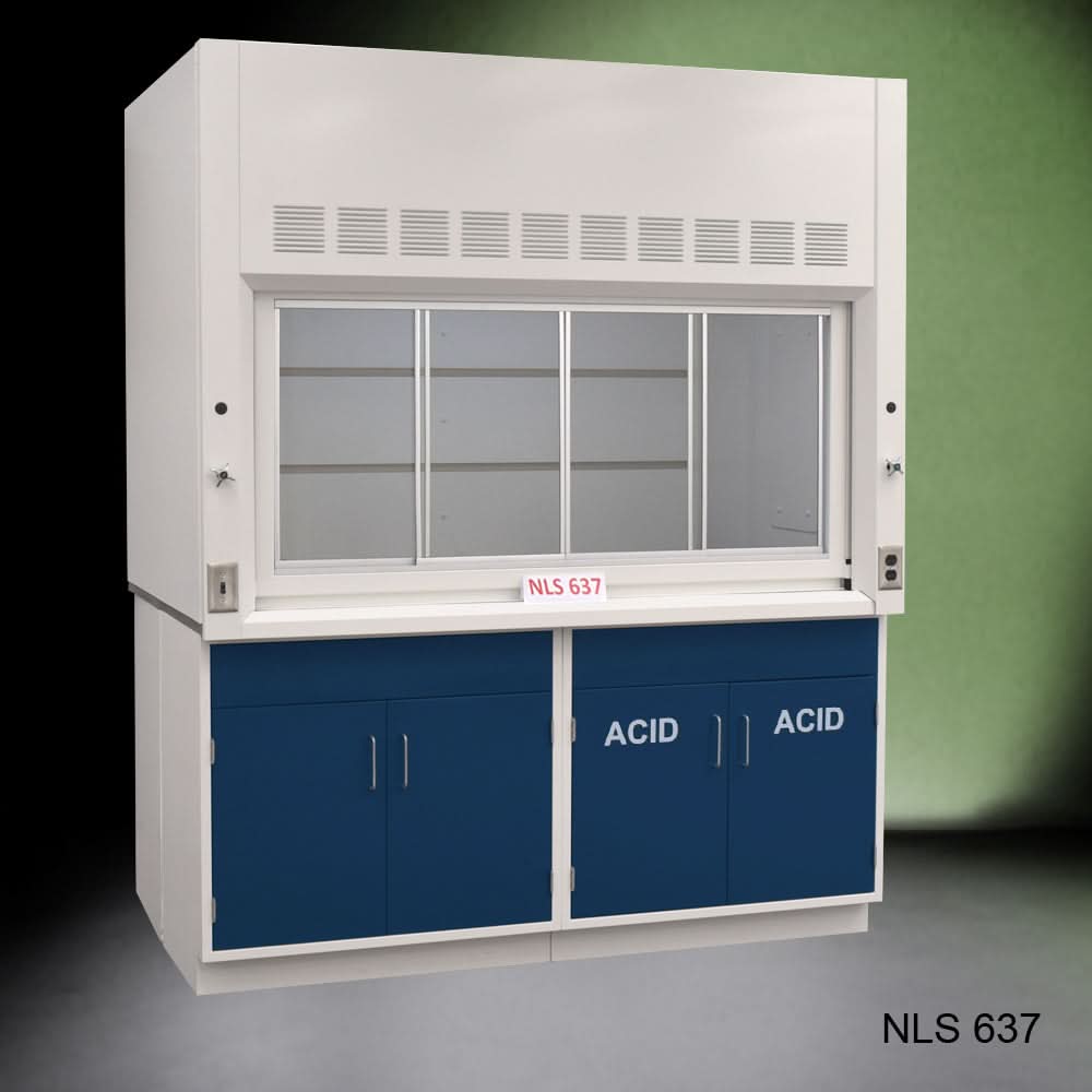 6′ x 4′ Fisher American Fume Hood w/ Blue ACID & General Storage