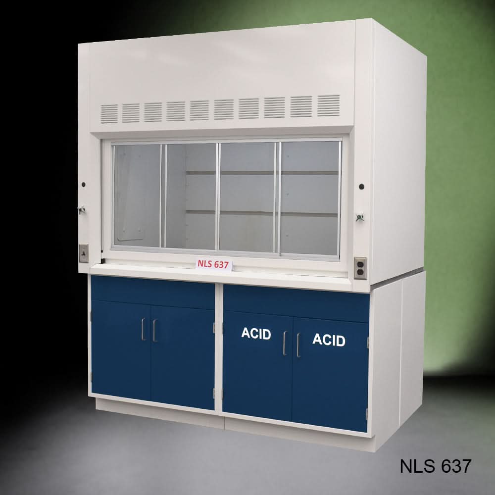6′ x 4′ Fisher American Fume Hood w/ Blue ACID & General Storage