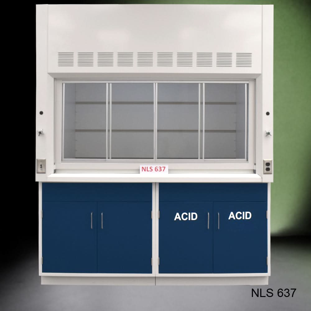 6′ x 4′ Fisher American Fume Hood w/ Blue ACID & General Storage