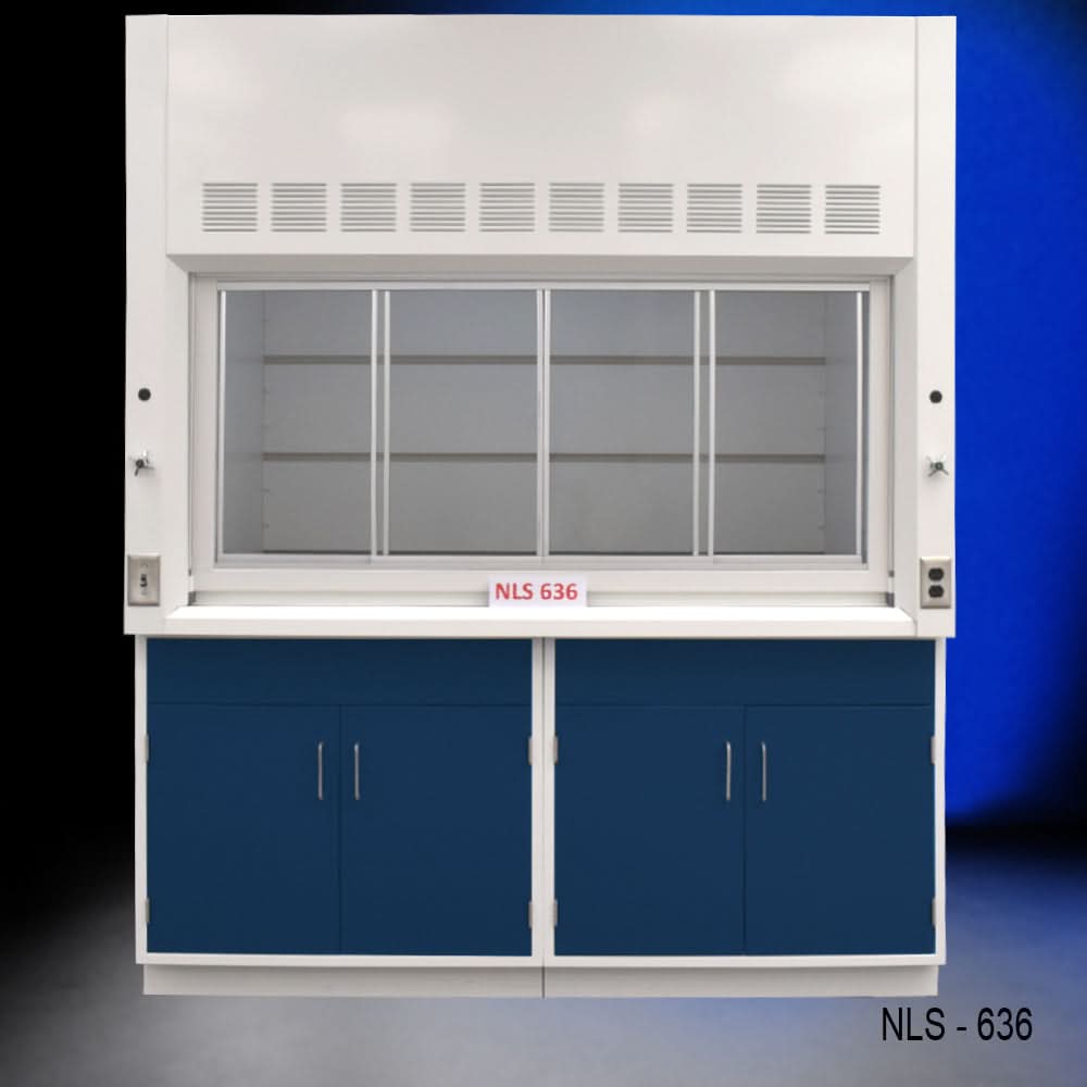 6′ x 4′ Fisher American Fume Hood w/ Blue General Storage