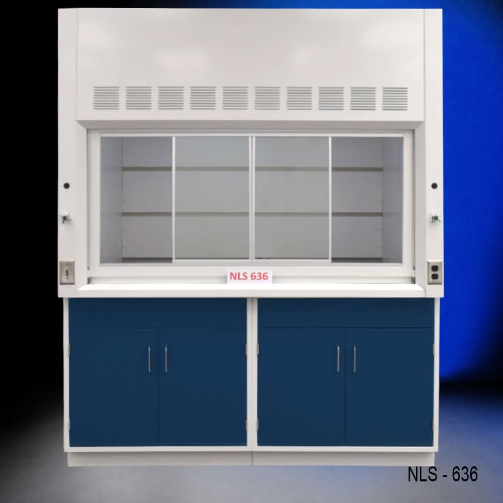 6′ x 4′ Fisher American Fume Hood w/ Blue General Storage