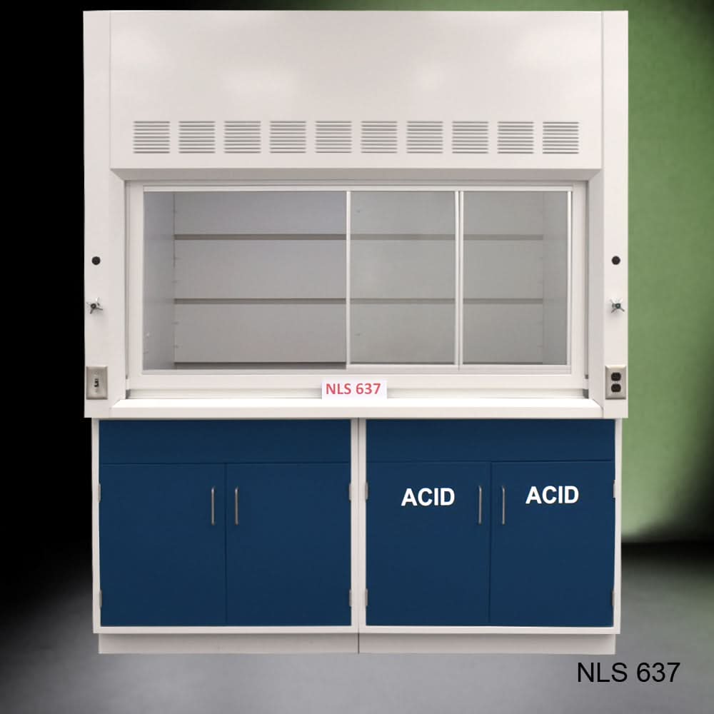 6′ x 4′ Fisher American Fume Hood w/ Blue ACID & General Storage
