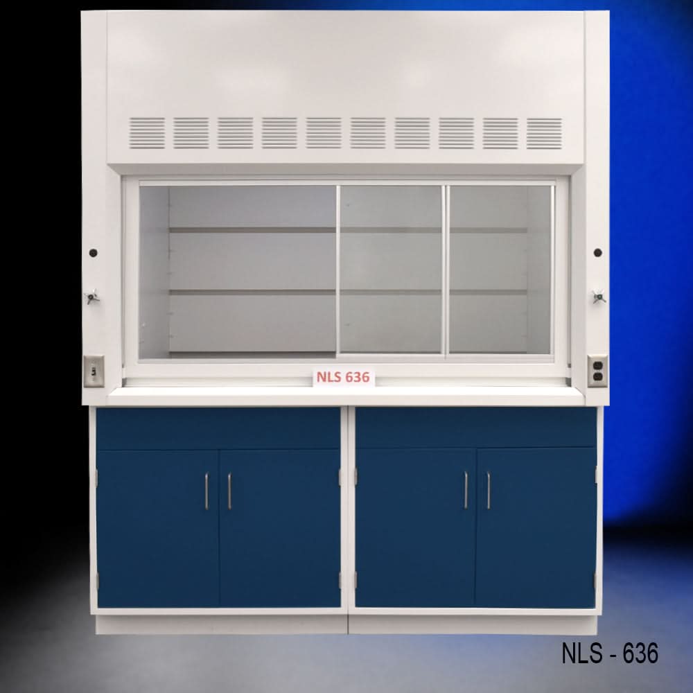 6′ x 4′ Fisher American Fume Hood w/ Blue General Storage