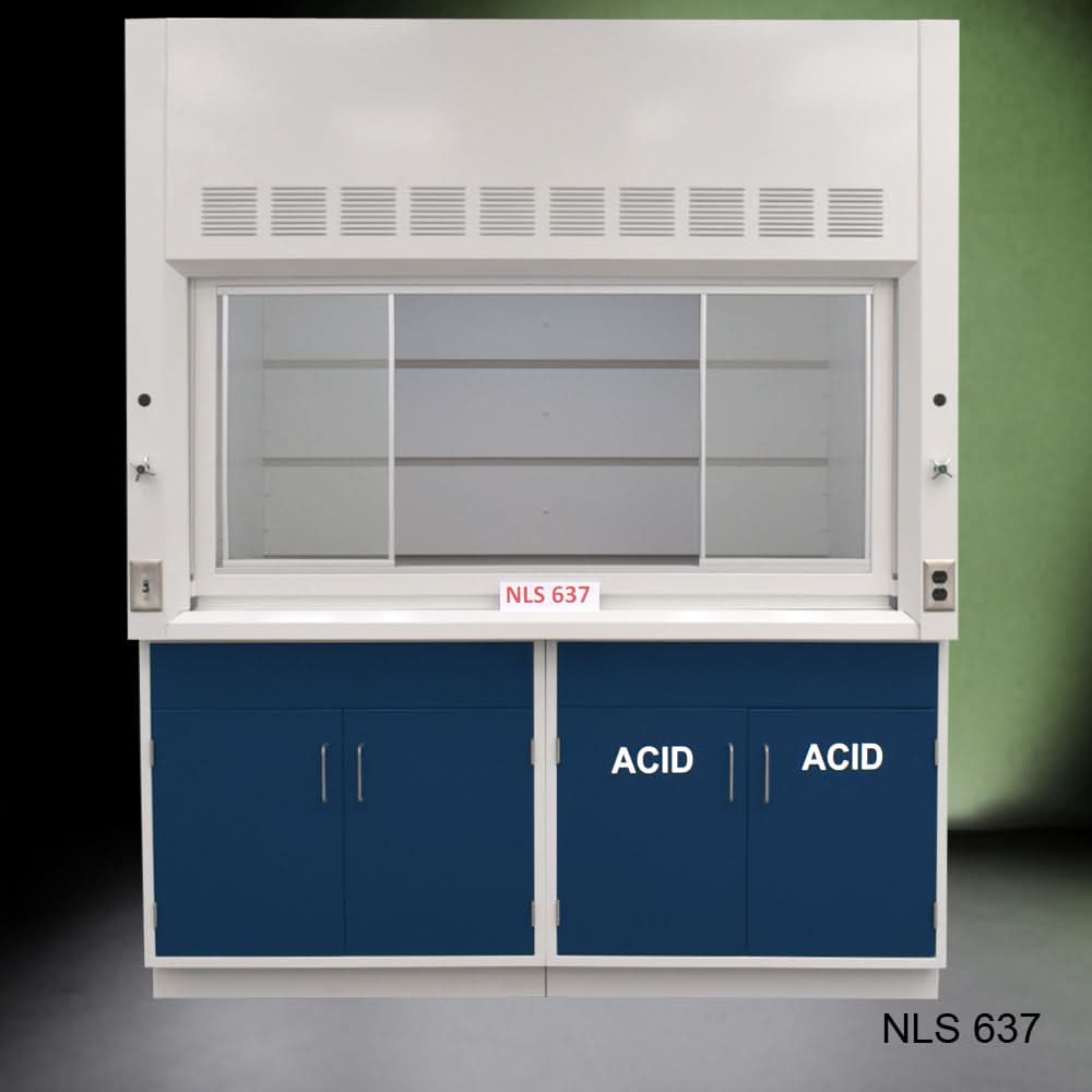 6′ x 4′ Fisher American Fume Hood w/ Blue ACID & General Storage