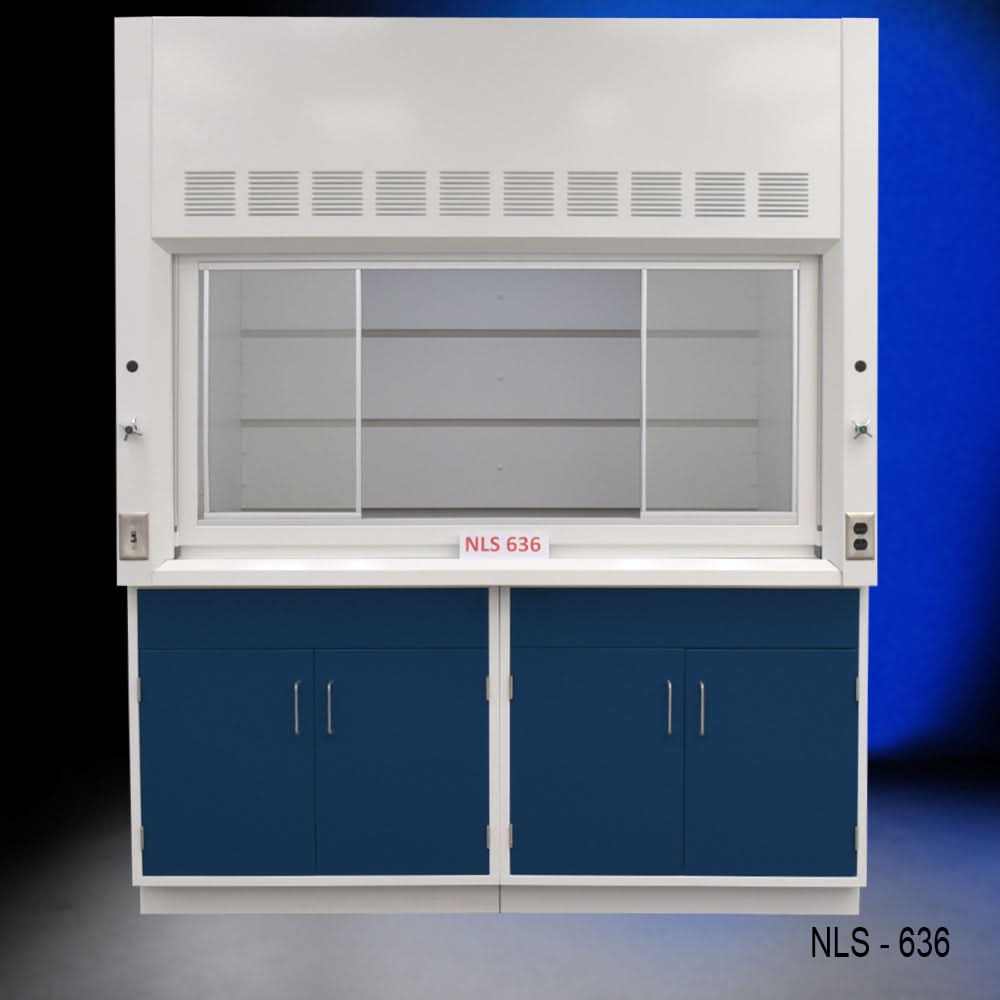 6′ x 4′ Fisher American Fume Hood w/ Blue General Storage