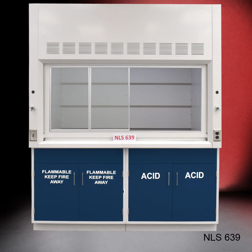 6′ x 4′ Fisher American Fume Hood w/ Blue Flammable & ACID Storage