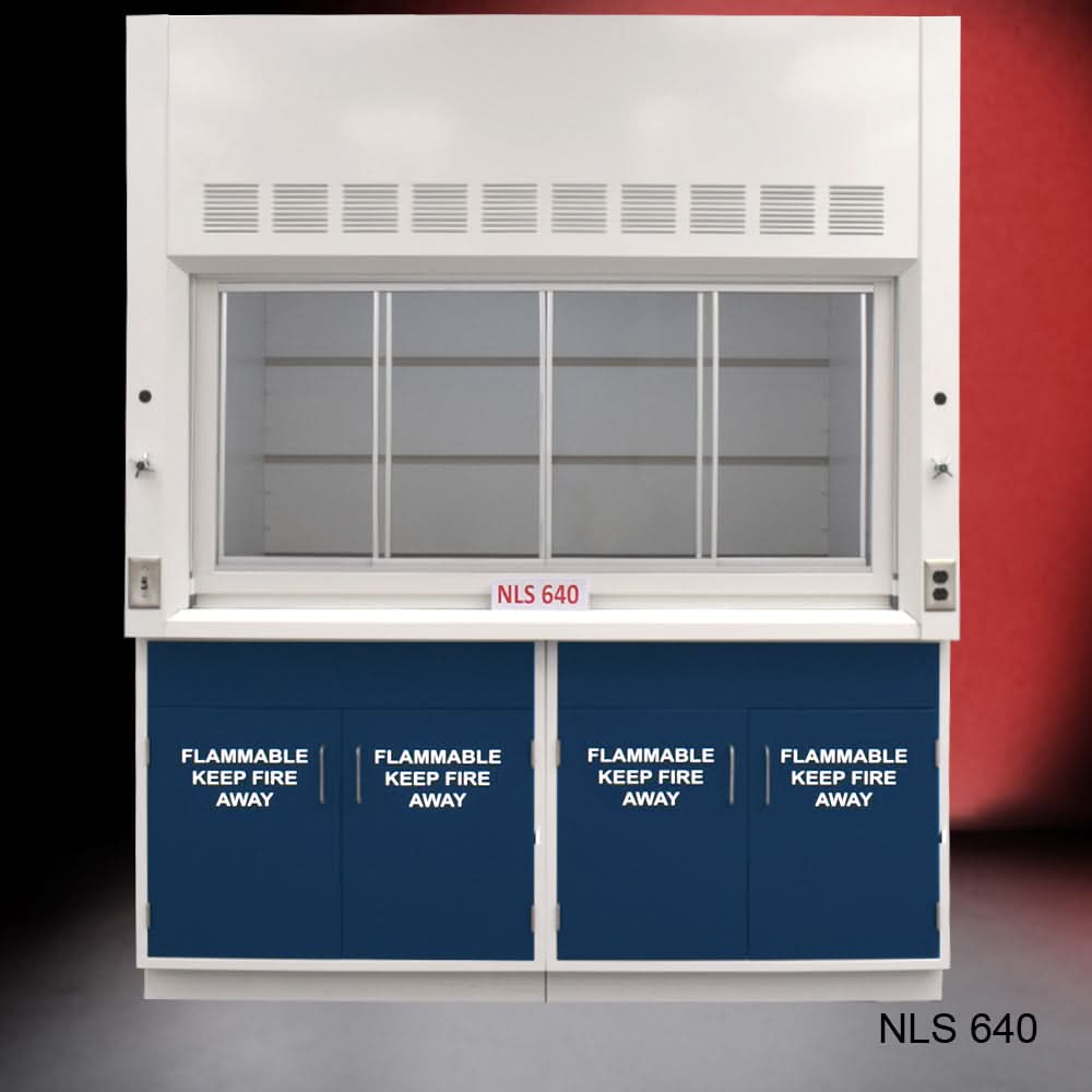 6′ x 4′ Fisher American Fume Hood w/ Blue Flammable Storage