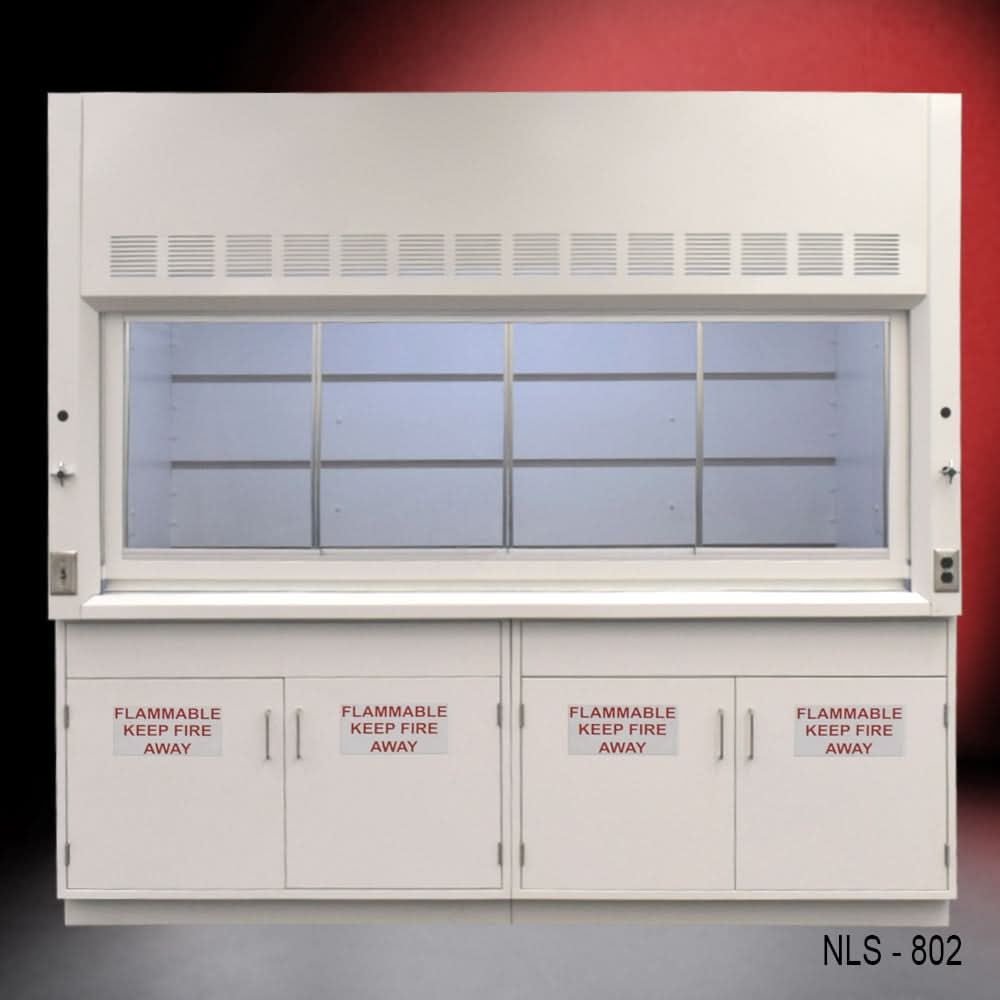 8′ Fisher American Fume Hood w/ Flammable Cabinets