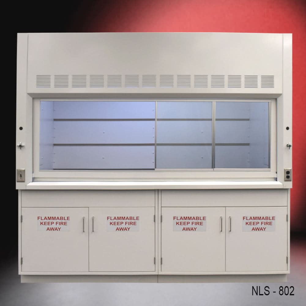 8′ Fisher American Fume Hood w/ Flammable Cabinets