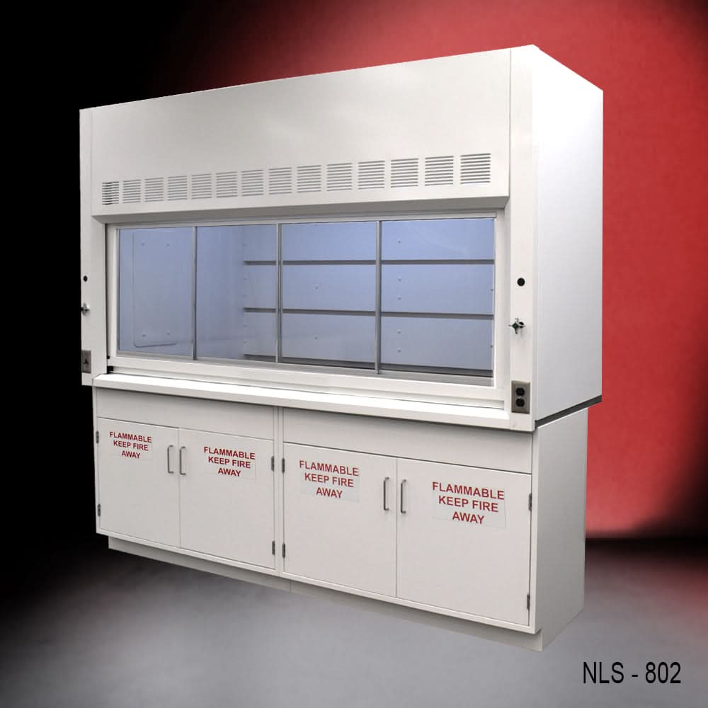 8′ Fisher American Fume Hood w/ Flammable Cabinets