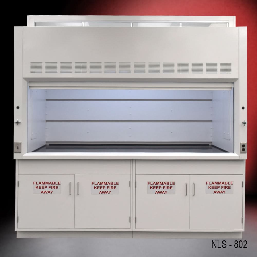 8′ Fisher American Fume Hood w/ Flammable Cabinets