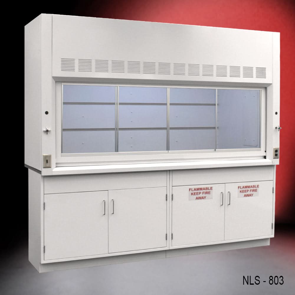 8′ Fisher American Fume Hood w/ Flammable & General Storage