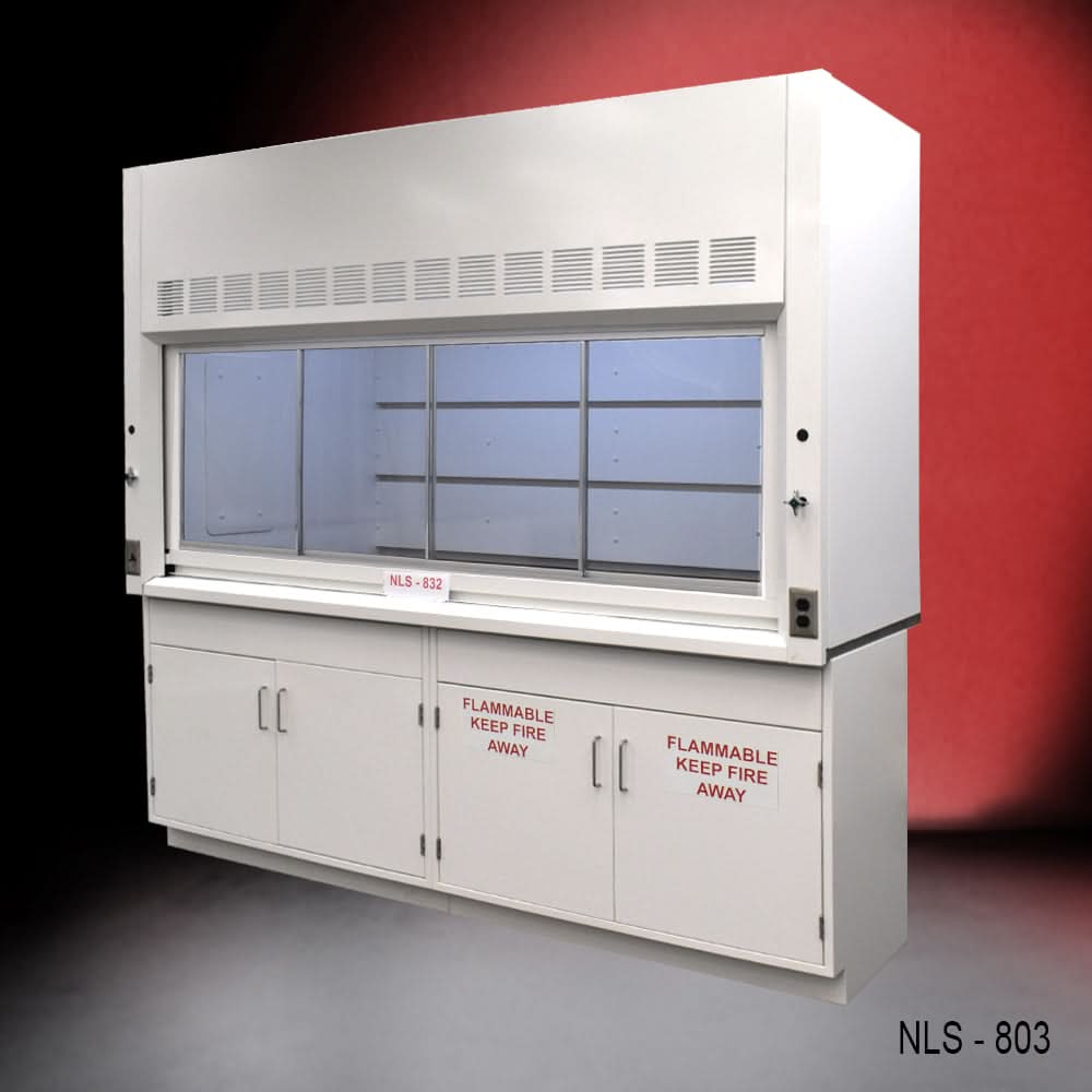 8′ Fisher American Fume Hood w/ Flammable & General Storage