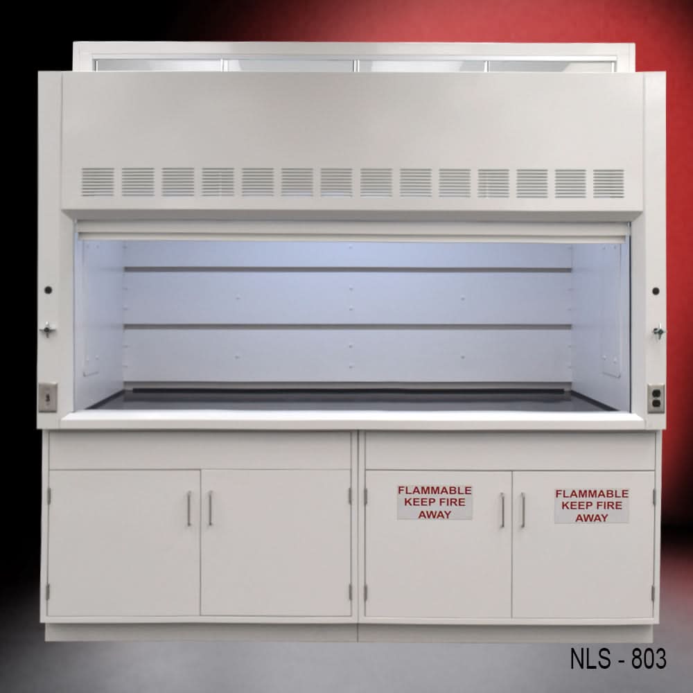 8′ Fisher American Fume Hood w/ Flammable & General Storage