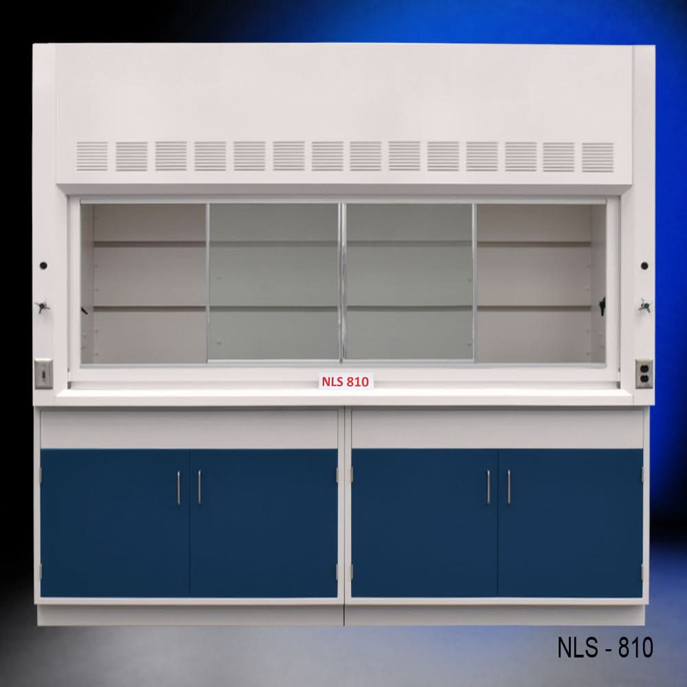 8ā² Fisher American Fume Hood w/ Blue Cabinets