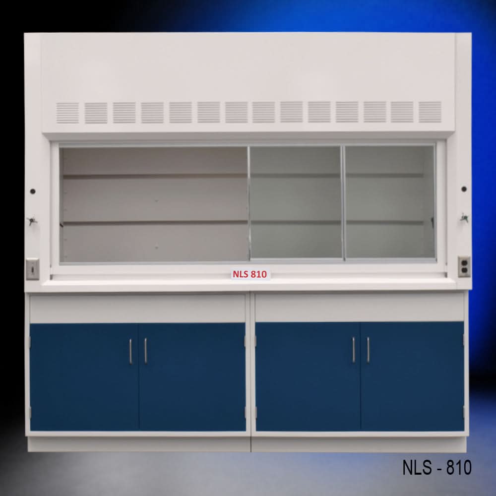 8ā² Fisher American Fume Hood w/ Blue Cabinets