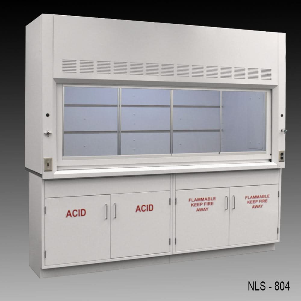 8′ Fisher American Fume Hood w/ Acid & Flammable Cabinets