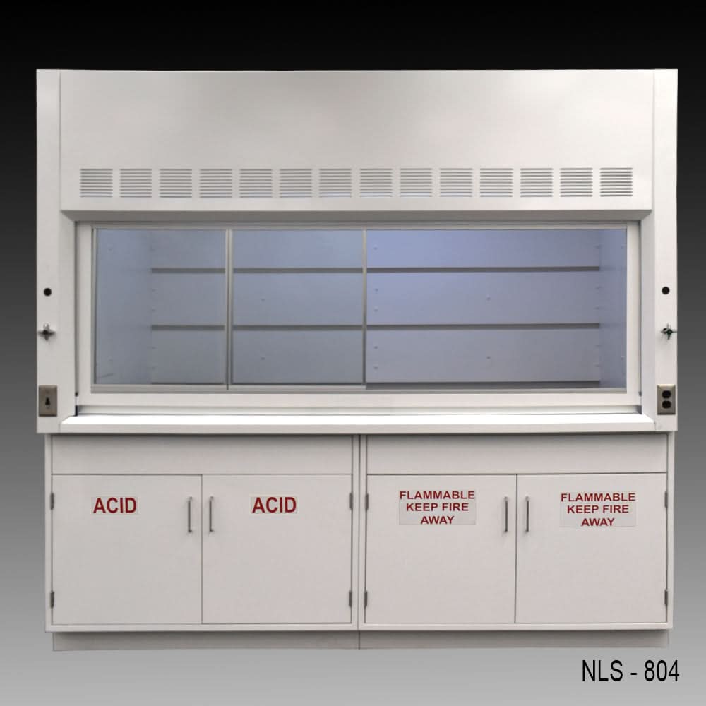 8′ Fisher American Fume Hood w/ Acid & Flammable Cabinets
