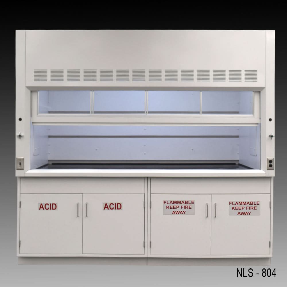 8′ Fisher American Fume Hood w/ Acid & Flammable Cabinets