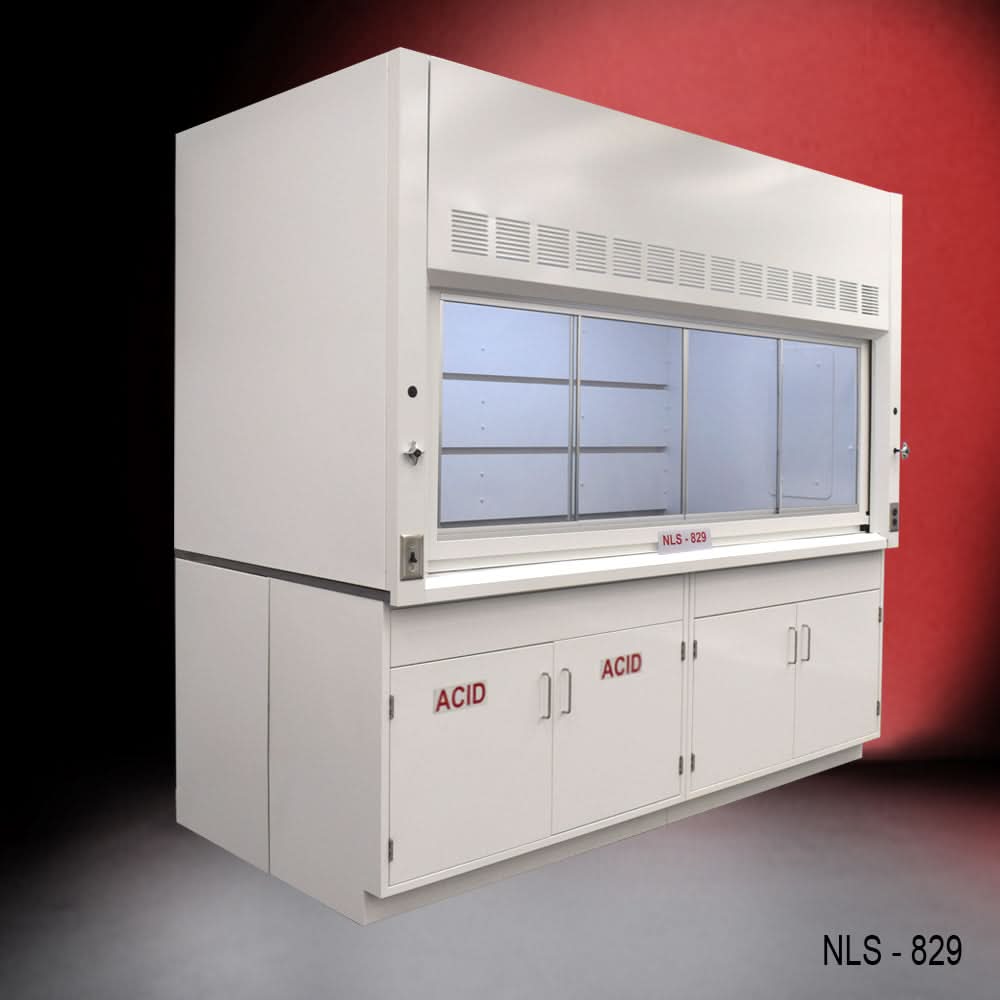 8′ x 4′ Fisher American Fume Hood w/ Acid & General Cabinets