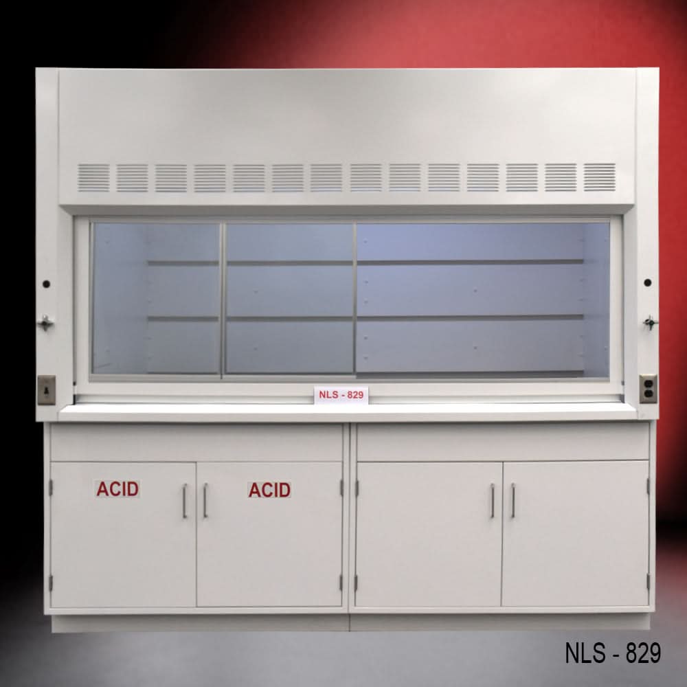8′ x 4′ Fisher American Fume Hood w/ Acid & General Cabinets