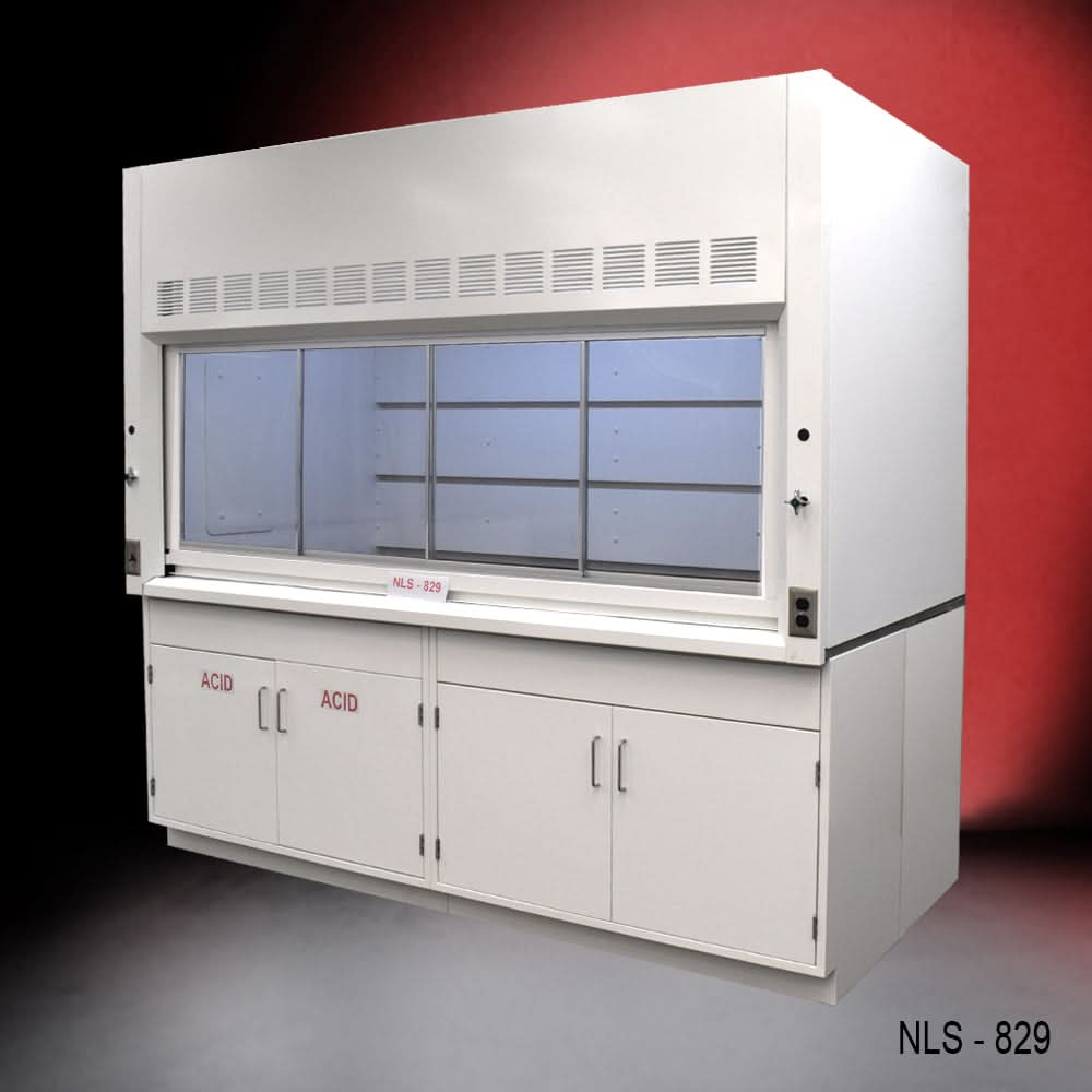 8′ x 4′ Fisher American Fume Hood w/ Acid & General Cabinets
