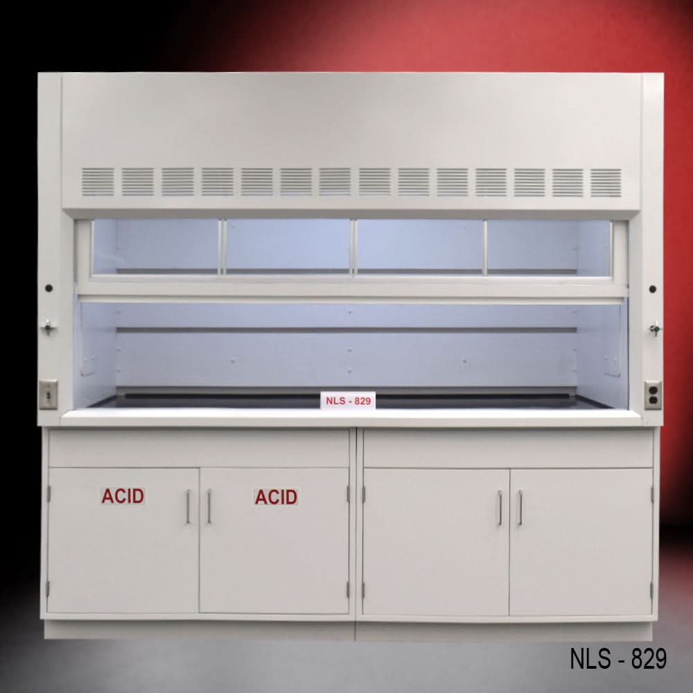 8′ x 4′ Fisher American Fume Hood w/ Acid & General Cabinets