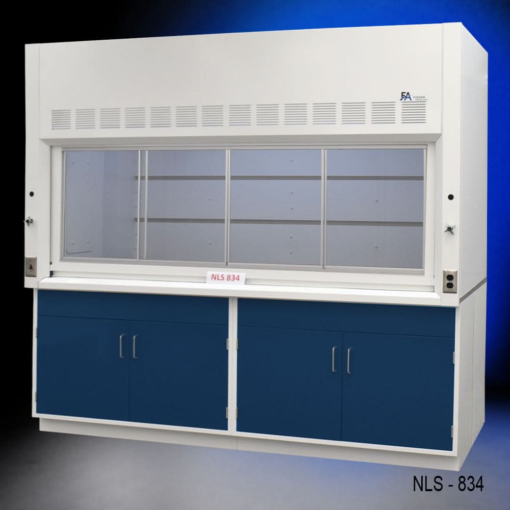 8′ x 4′ Fisher American Fume Hood w/ Blue Cabinets