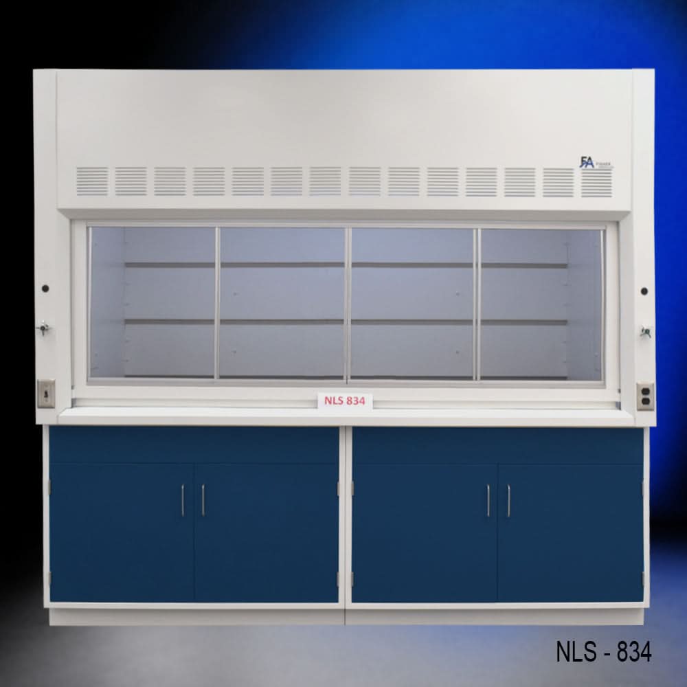 8′ x 4′ Fisher American Fume Hood w/ Blue Cabinets