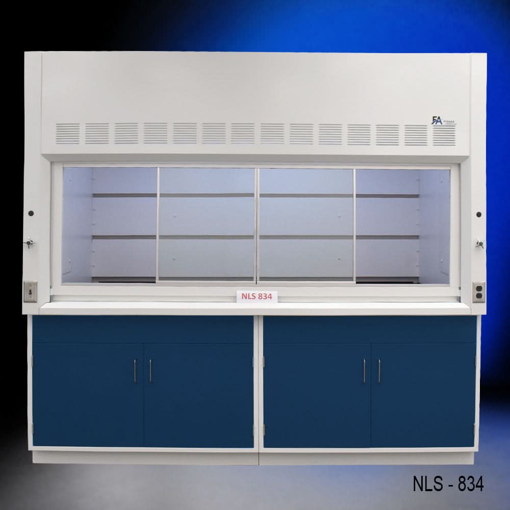 8′ x 4′ Fisher American Fume Hood w/ Blue Cabinets
