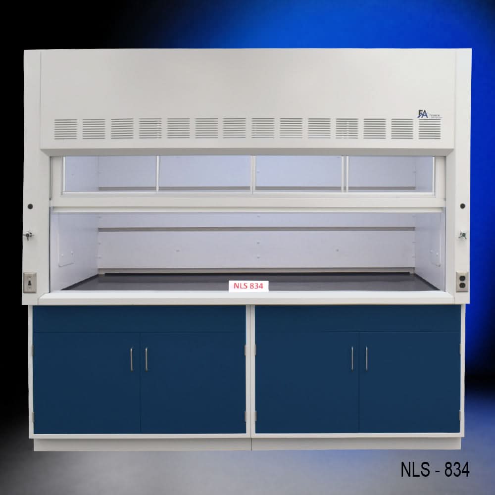 8′ x 4′ Fisher American Fume Hood w/ Blue Cabinets