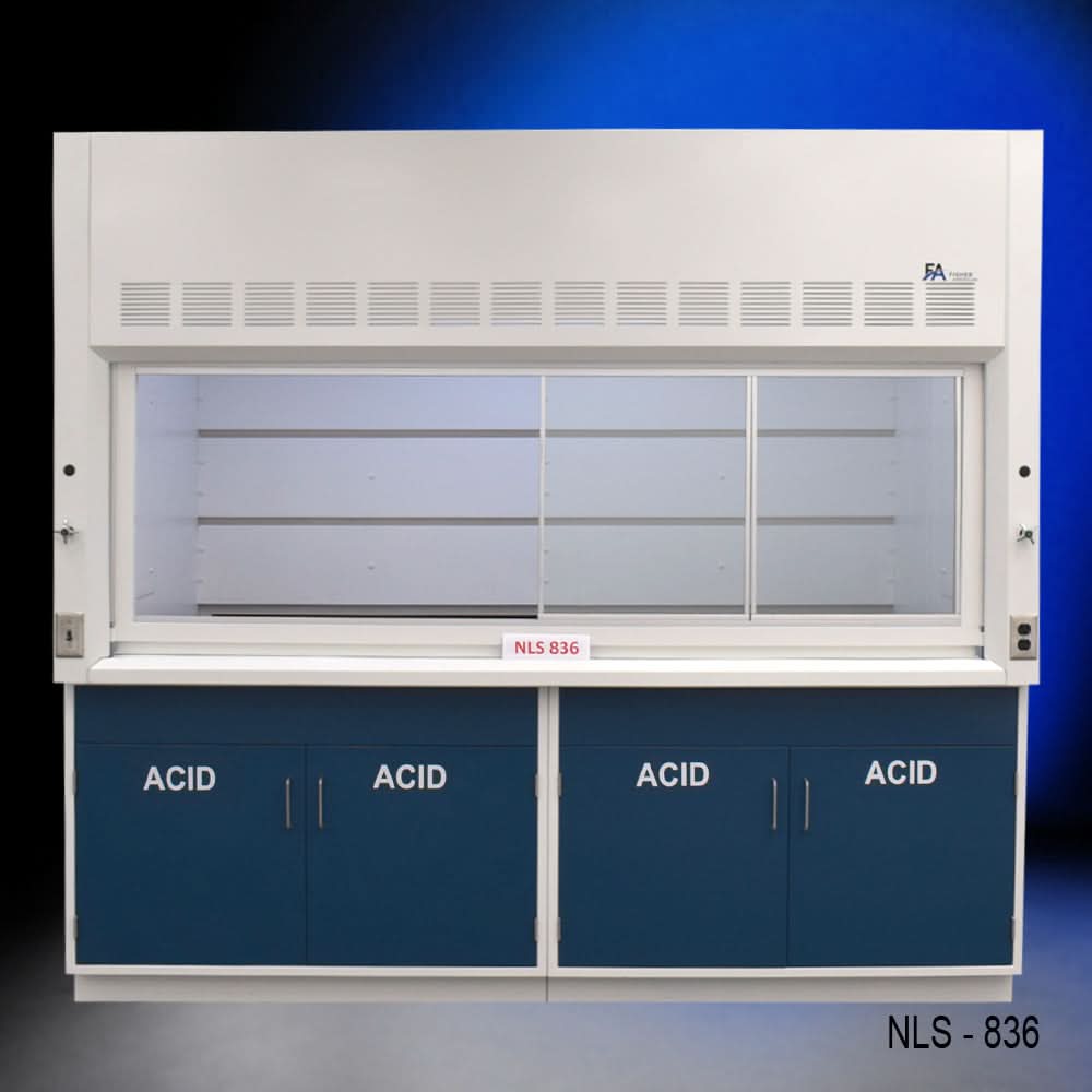 8′ x 4′ Fisher American Fume Hood w/ Blue Acid Cabinets