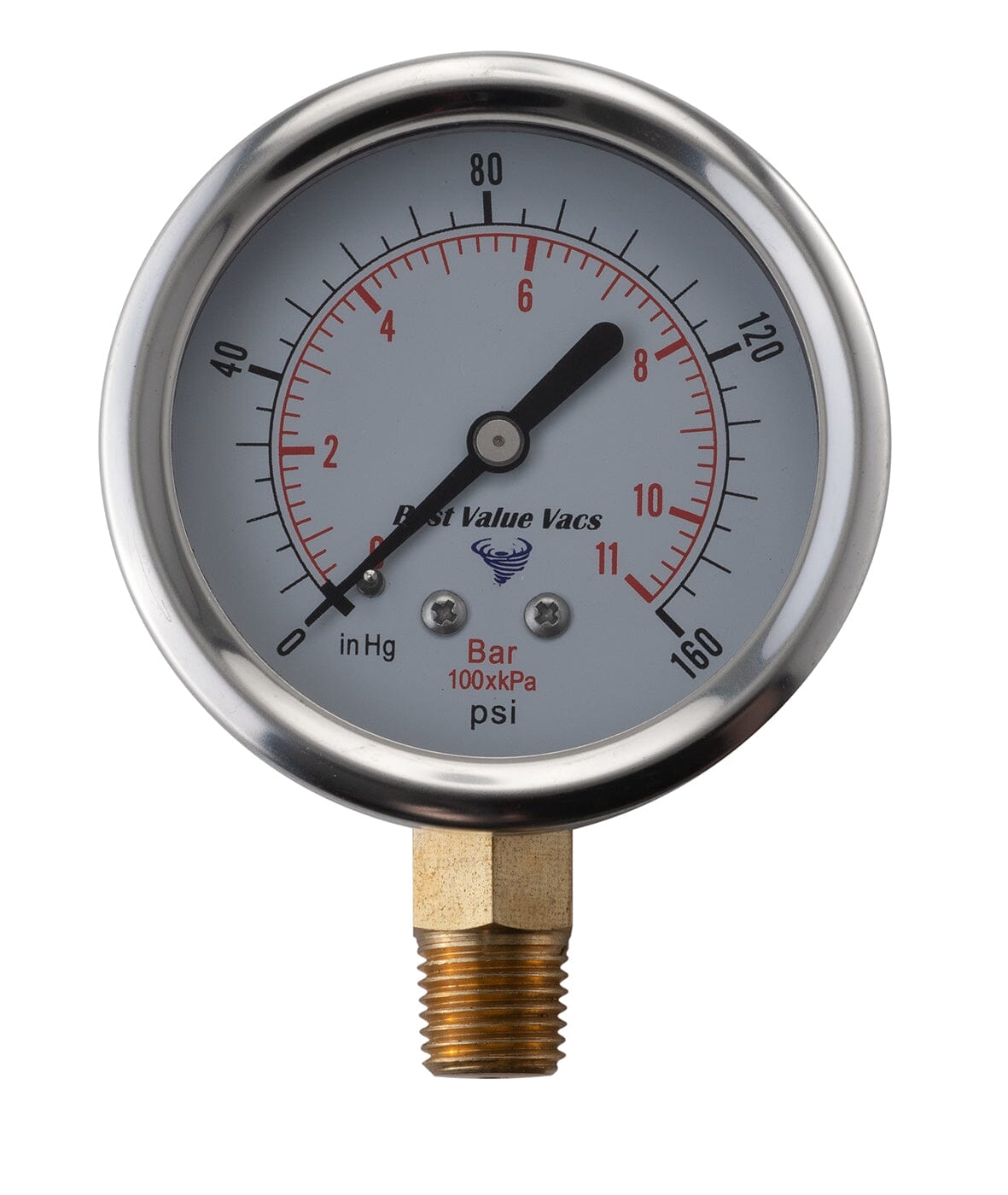 Oil Filled Vacuum/Pressure Gauge - Bottom Mount - 1/4" MNPT