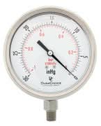 DuraChoice 4" All Stainless Steel Oil Filled Vacuum Pressure Gauge - 1/4" NPT Lower Mount, -30HG/0PSI