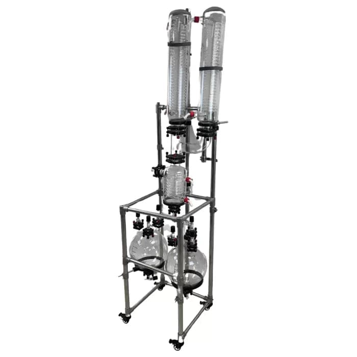 Glass External Condenser with Dual Receiving Flasks