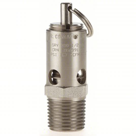 CONRADER Safety Valve, Soft Seat, 1/2In, 250 PSI, SS