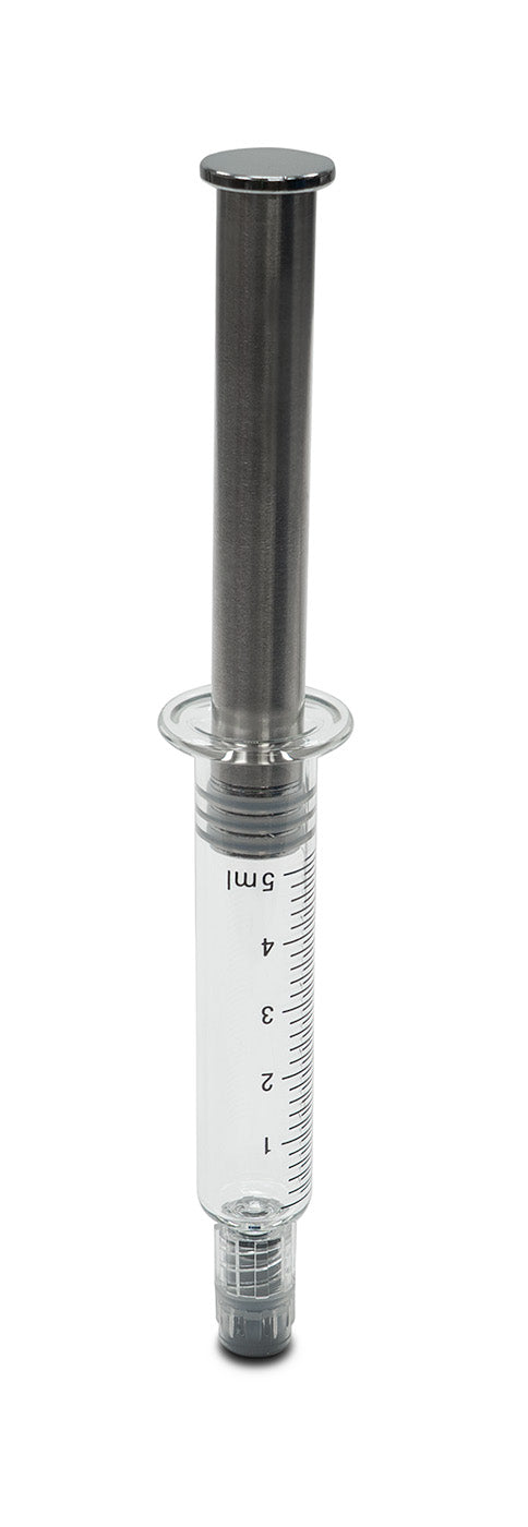 Glass Syringe-Luer Lock Metal Plunger And Borosilicate Glass