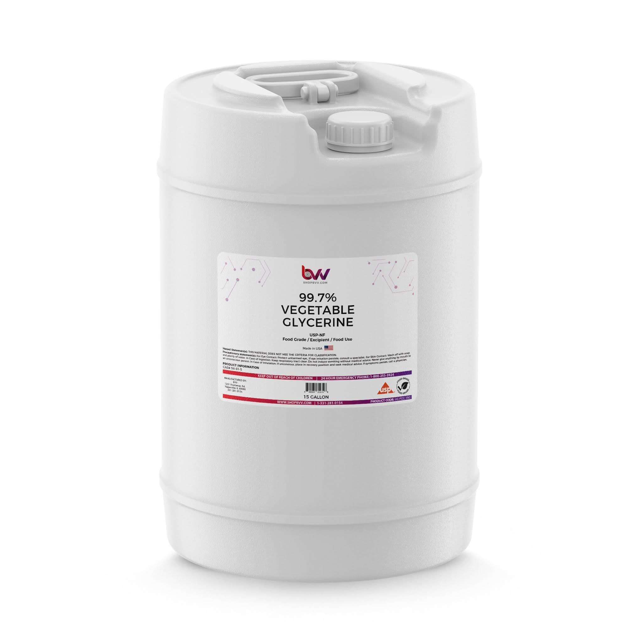 BVV Vegetable Glycerin VG 99% Pure Food Grade USP/NF